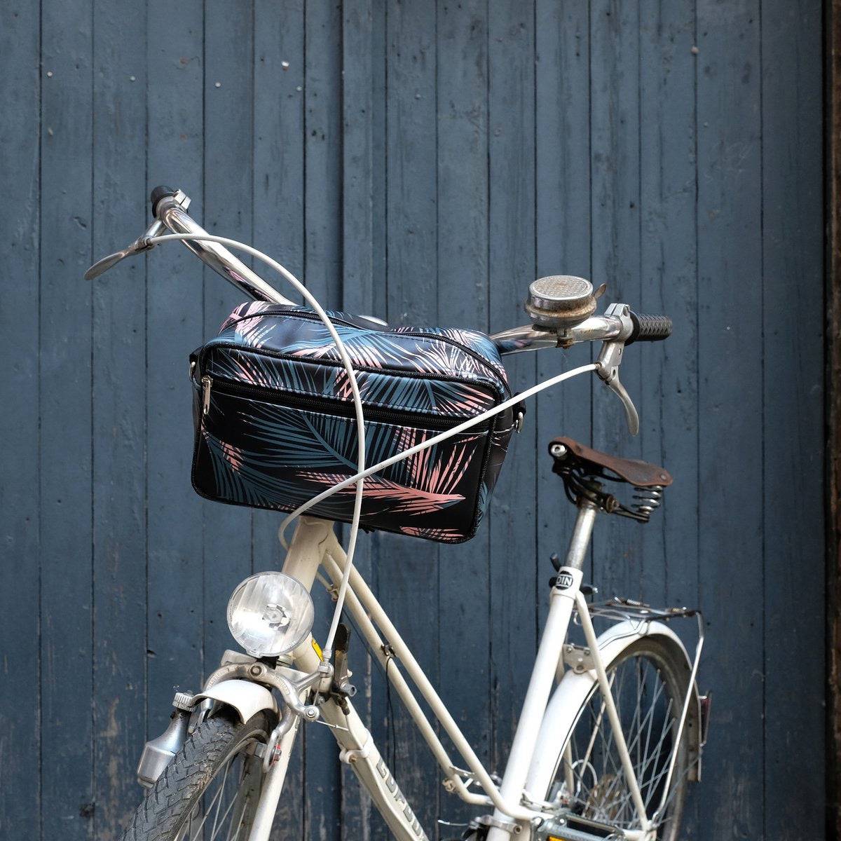 IKURI Lenkertasche Retro Palma – wasserdichte Fahrradtasche für Lenker und Schulter, handgefertigt