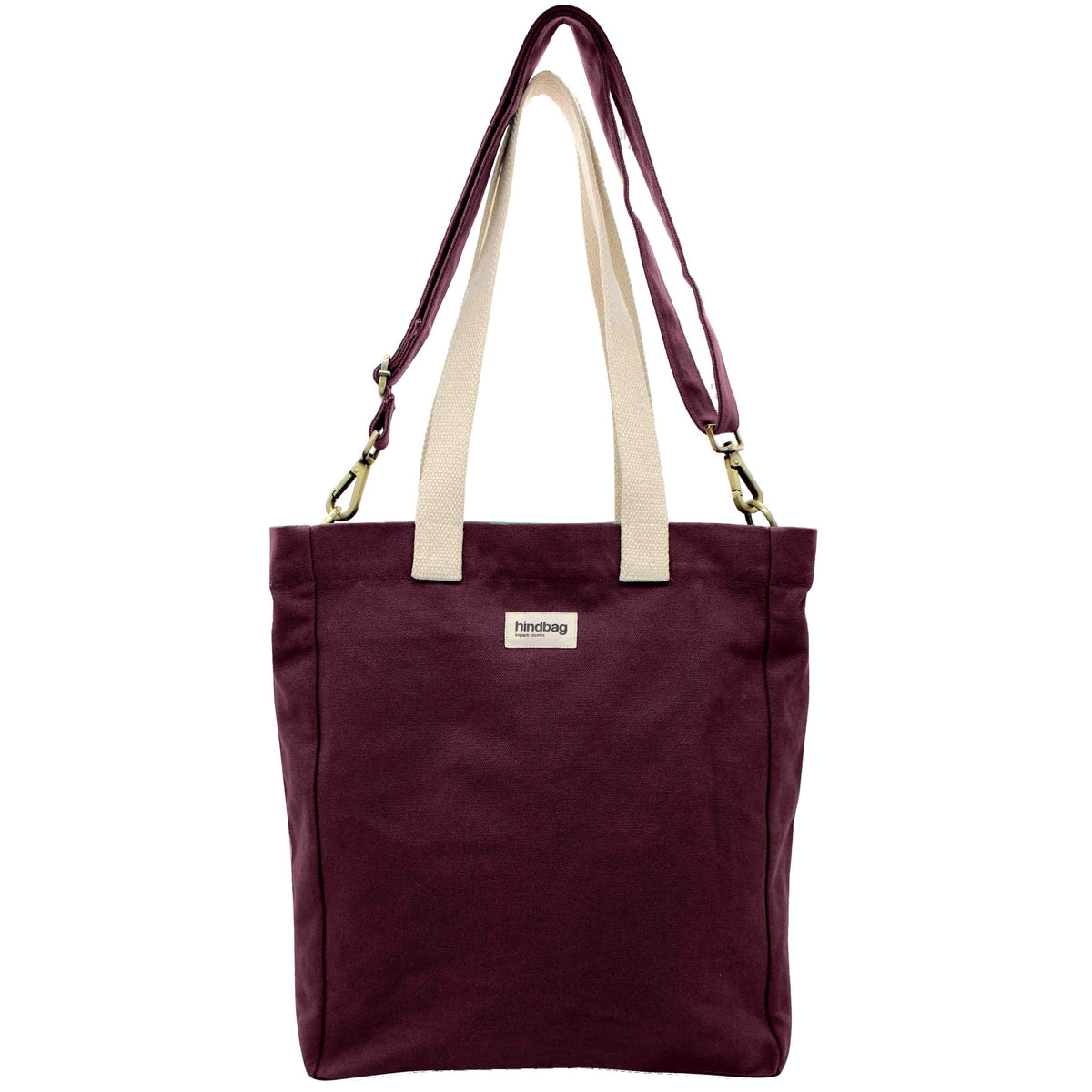 Tote Bag Paul von Hindbag in Pflaume – GOTS Bio-Baumwolle, 2 Trageriemen, Reißverschluss, ideal für Uni & Büro