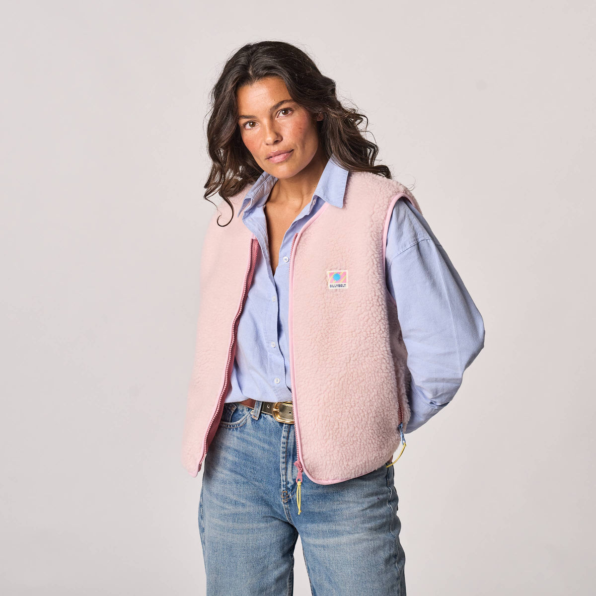 Damen Sherpa-Weste recyceltes Polyester Hellrosa – BILLYBELT