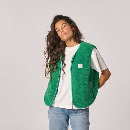 Damen Sherpa-Weste recyceltes Polyester Grün – BILLYBELT