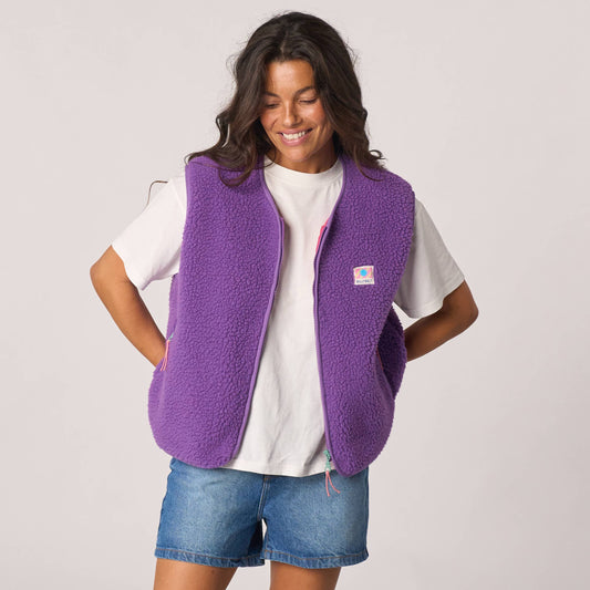 Damen Sherpa-Weste recyceltes Polyester Violett – BILLYBELT