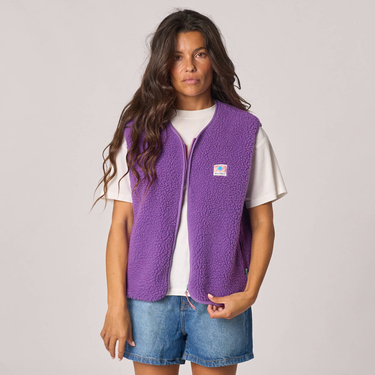 Damen Sherpa-Weste recyceltes Polyester Violett – BILLYBELT