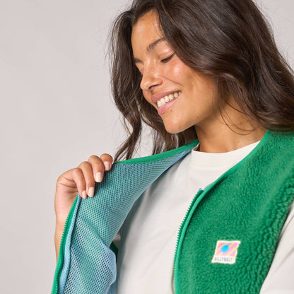 Damen Sherpa-Weste recyceltes Polyester Grün – BILLYBELT