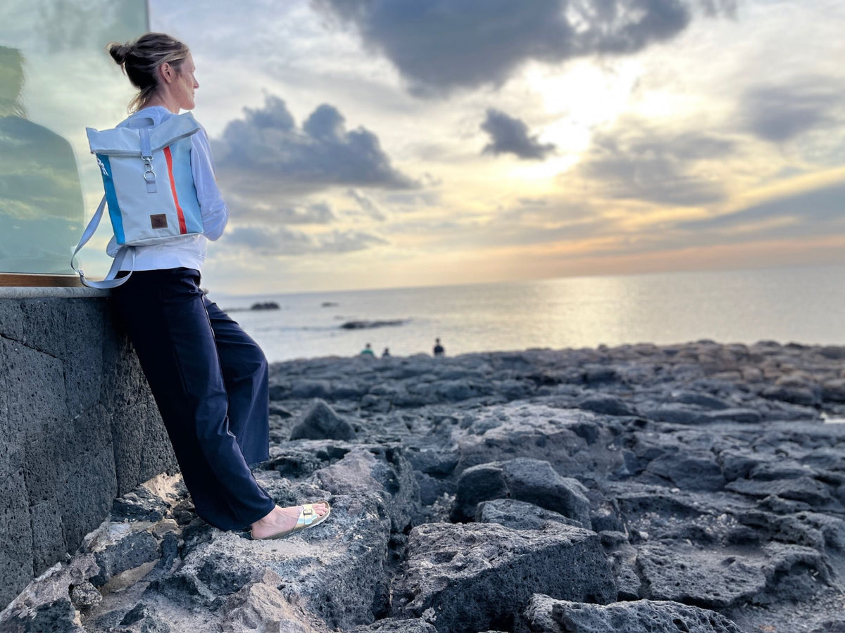 360 Grad Wickeltop Rucksack "Möwe" WEEL Kollektion in orange, blau