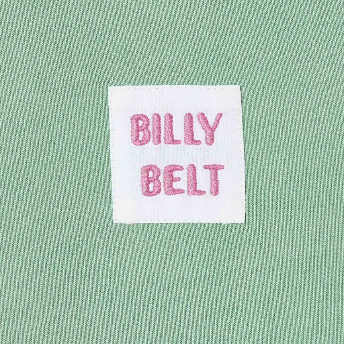BILLYBELT Unisex-Sweatshirt Wassergrün – Detailansicht Billybelt Logo