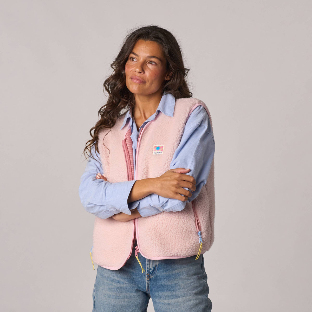 Damen Sherpa-Weste recyceltes Polyester Hellrosa – BILLYBELT
