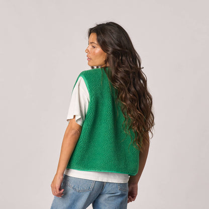 Damen Sherpa-Weste recyceltes Polyester Grün – BILLYBELT