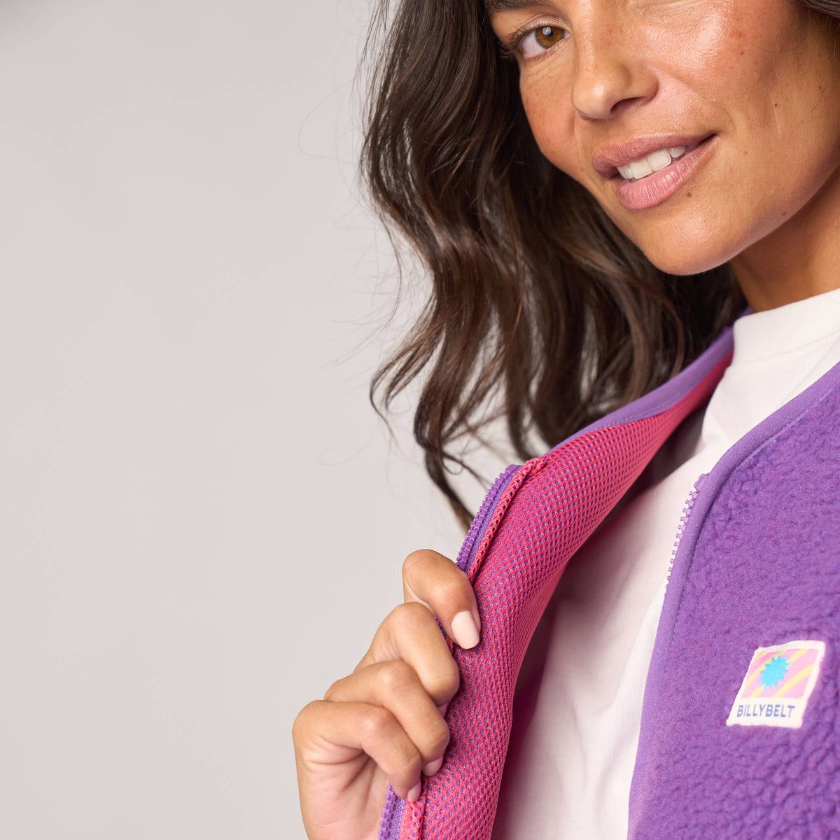 Damen Sherpa-Weste recyceltes Polyester Violett – BILLYBELT