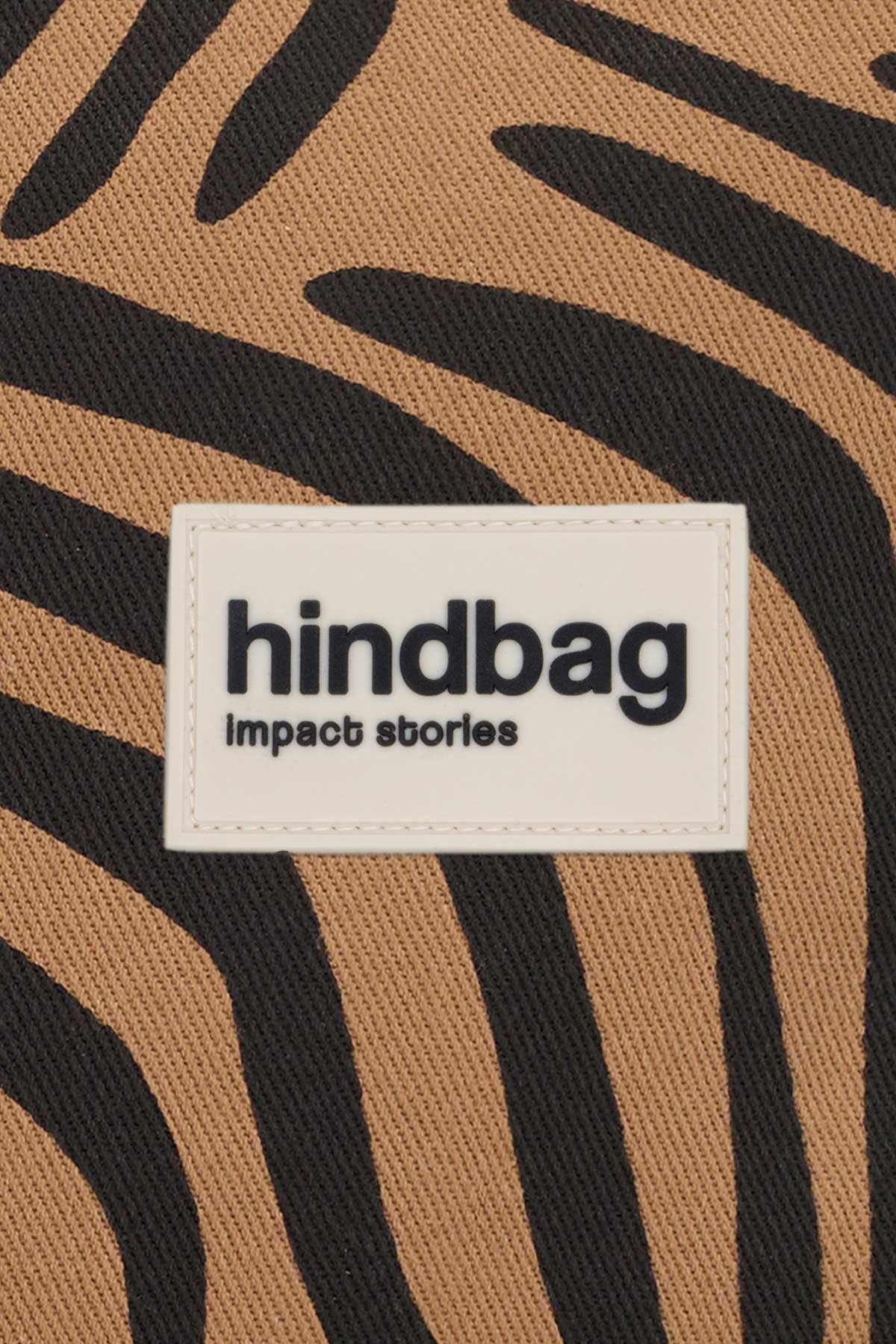 Bauchtasche Olivia von Hindbag im Zimt-Zebra-Print – GOTS Bio-Baumwolle, Doppelreißverschluss, verstellbarer Gurt 56–105 cm
