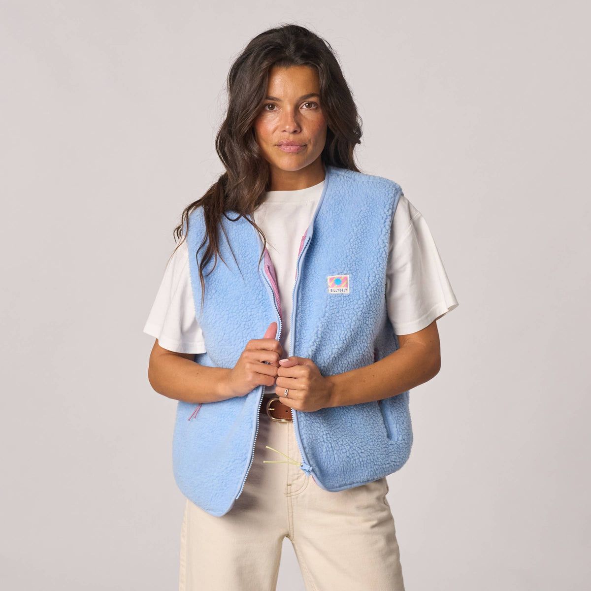 Damen Sherpa-Weste recyceltes Polyester Blau – BILLYBELT