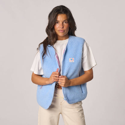 Damen Sherpa-Weste recyceltes Polyester Blau – BILLYBELT