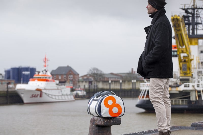 Duffle Bag "Pirat" navy/orange