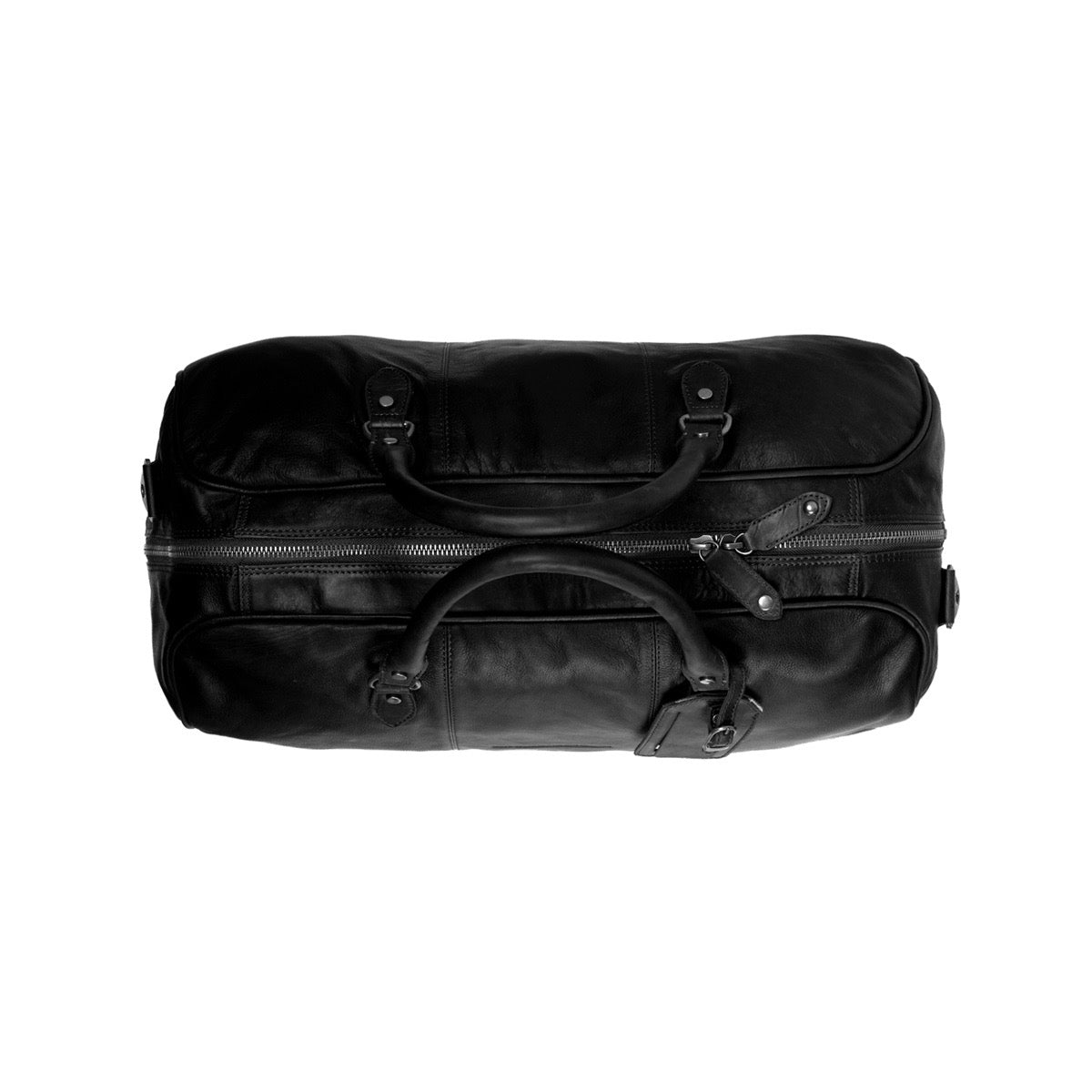 Leder Reisetasche Schwarz William - Ansicht geschlossene Tasche von oben