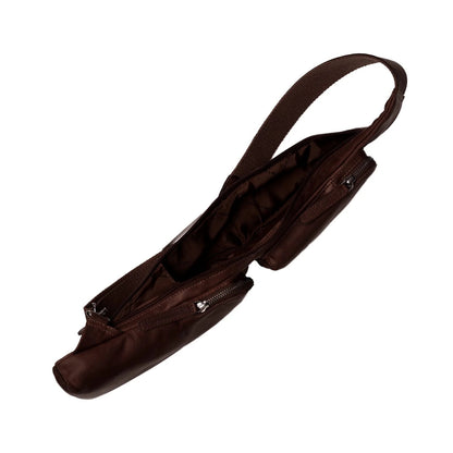 Leder Crossbody Logan Braun – Innenansicht Hauptfach mit 3 Fächern geöffnet