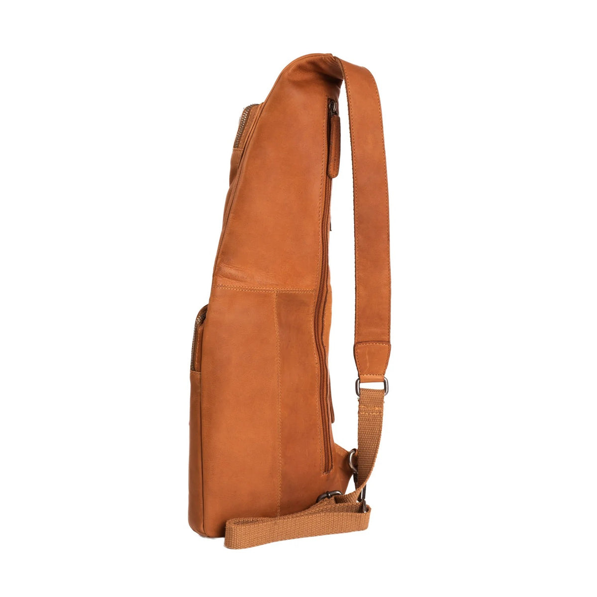Leder Crossbody Logan Cognac – Rückansicht mit abnehmbarem Schultergurt