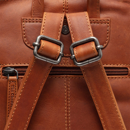 Leder Rucksack Cognac Linford - Detailansicht Gurte