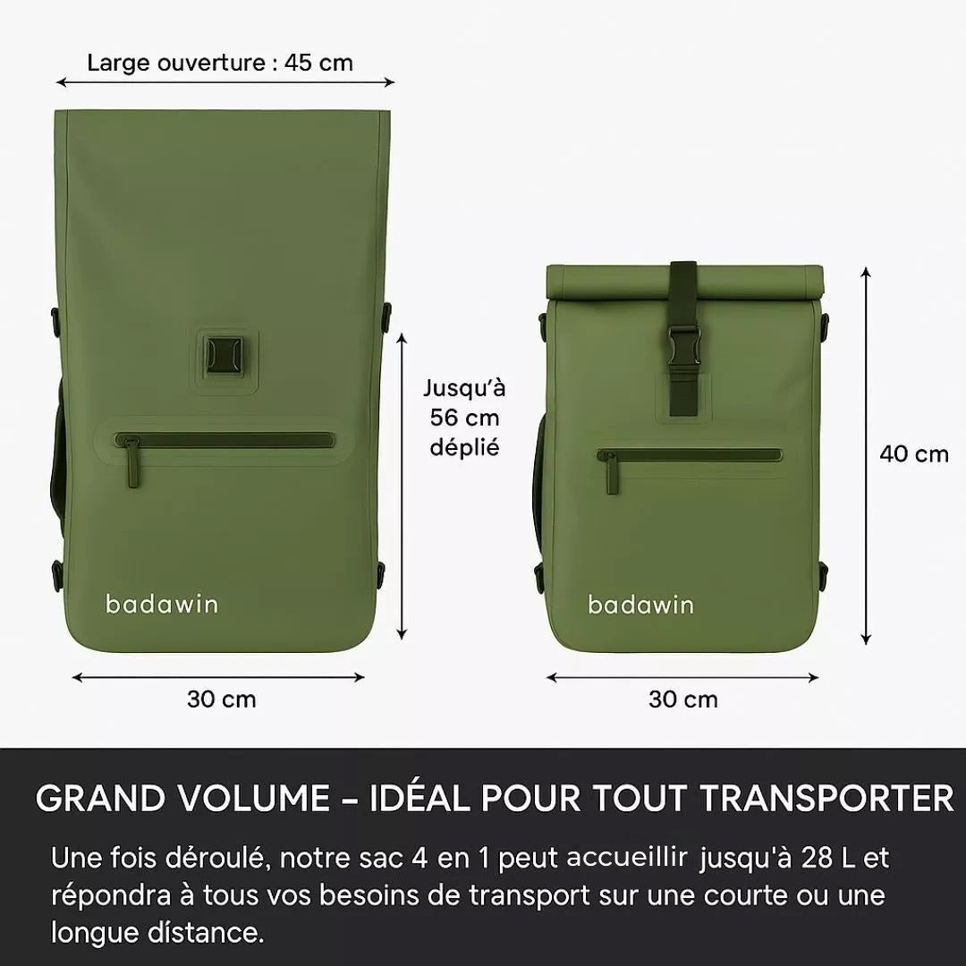 Badawin 2-in-1 Fahrradtasche Ali Grün - HOLE-X