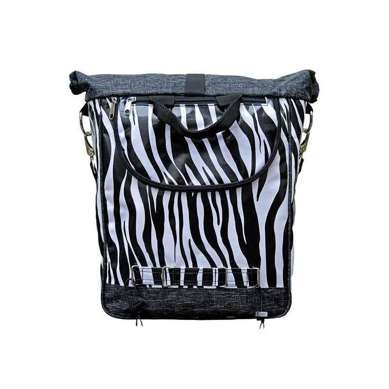 IKURI Fahrradtasche Zebra – einseitig, wasserdicht, 13–21 l, Klickfix, handgefertigt