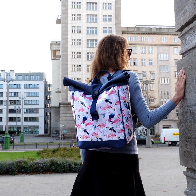 IKURI Kombi Fahrradtasche Rucksack Pajaros – wasserdicht, 13–21 l, Klickfix, handgefertigt
