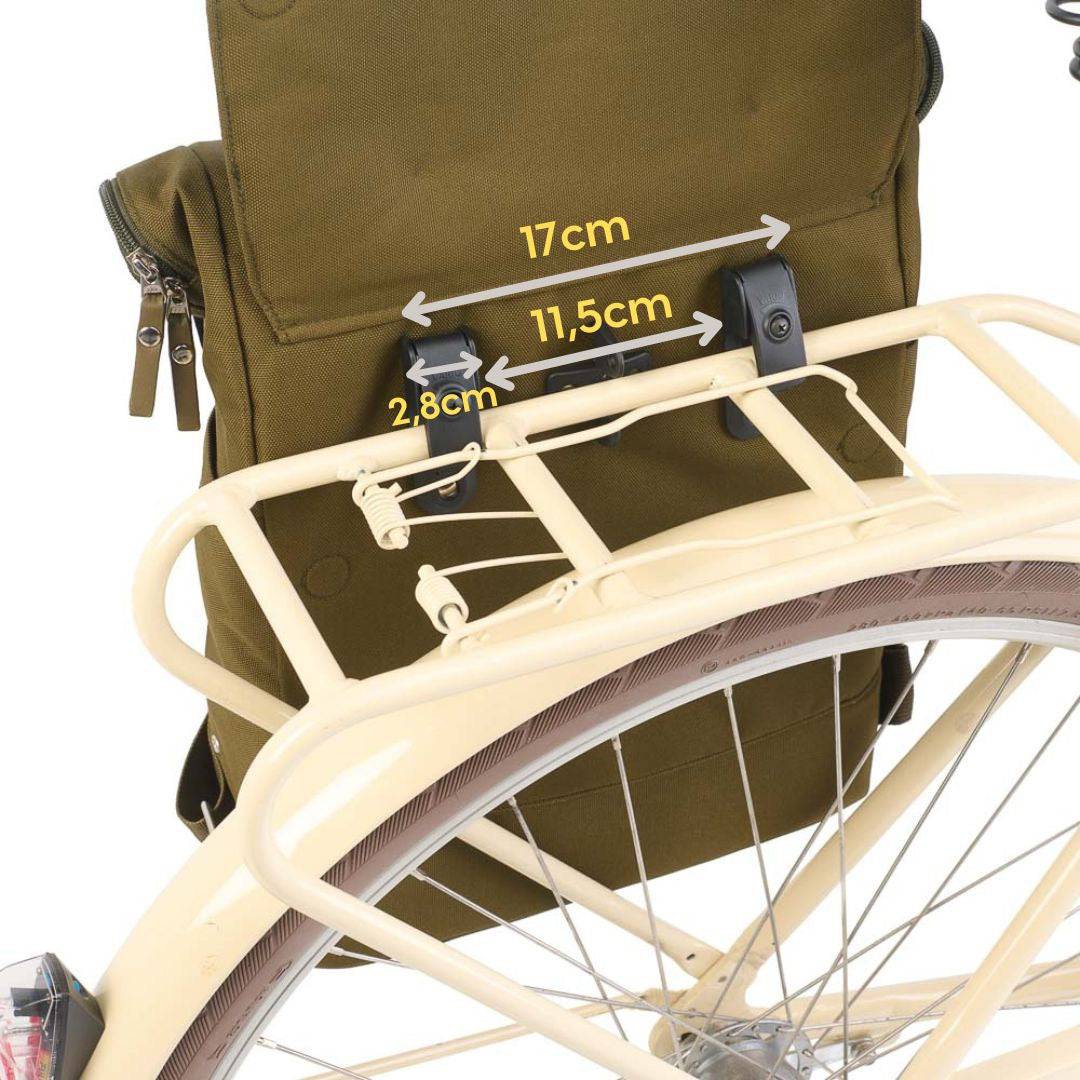 Weathergoods Sweden CITY BIKEPACK OLIV - Maße - HOLE-X
