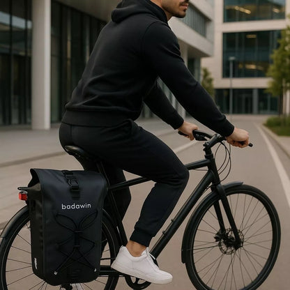 Hind 2-in-1-Gepäckträger-Fahrradtasche Schwarz 25/30L von Badawin