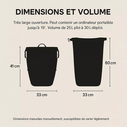 Hind 2-in-1-Gepäckträger-Fahrradtasche Schwarz 25/30L von Badawin
