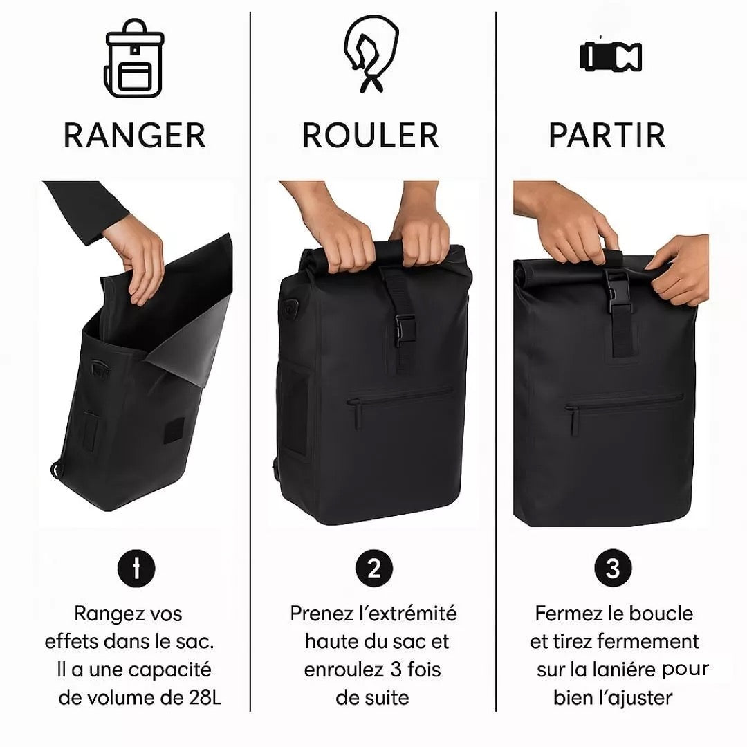 Hind 2-in-1-Gepäckträger-Fahrradtasche Schwarz 25/30L von Badawin
