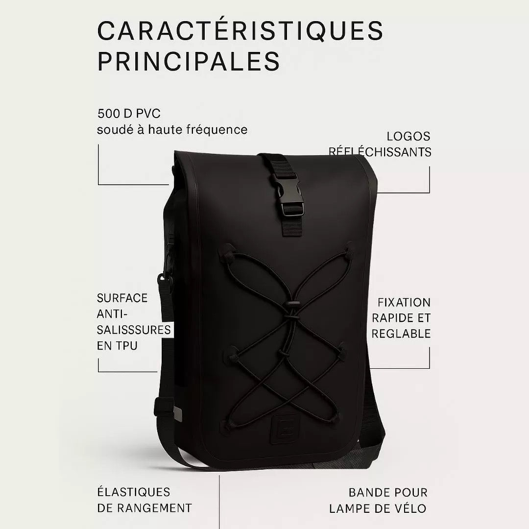 Hind 2-in-1-Gepäckträger-Fahrradtasche Schwarz 25/30L von Badawin