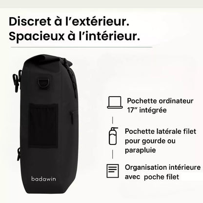 Hind 2-in-1-Gepäckträger-Fahrradtasche Schwarz 25/30L von Badawin