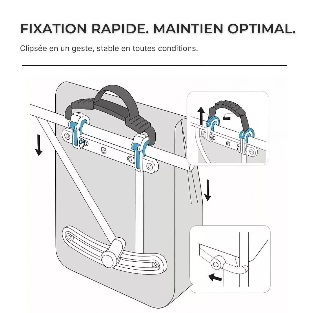 Hind 2-in-1-Gepäckträger-Fahrradtasche Blau 25/30L von Badawin