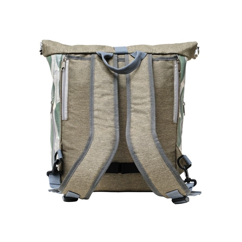 IKURI Kombi Fahrradtasche Rucksack Banana Leafs – wasserdicht, 13–21 l, Klickfix, handgefertigt