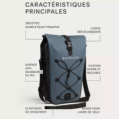 Hind 2-in-1-Gepäckträger-Fahrradtasche Blau 25/30L von Badawin