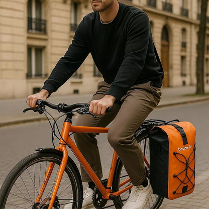 Hind 2-in-1-Gepäckträger-Fahrradtasche Orange 25/30L von Badawin