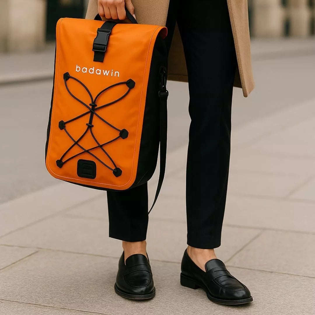 Hind 2-in-1-Gepäckträger-Fahrradtasche Orange 25/30L von Badawin