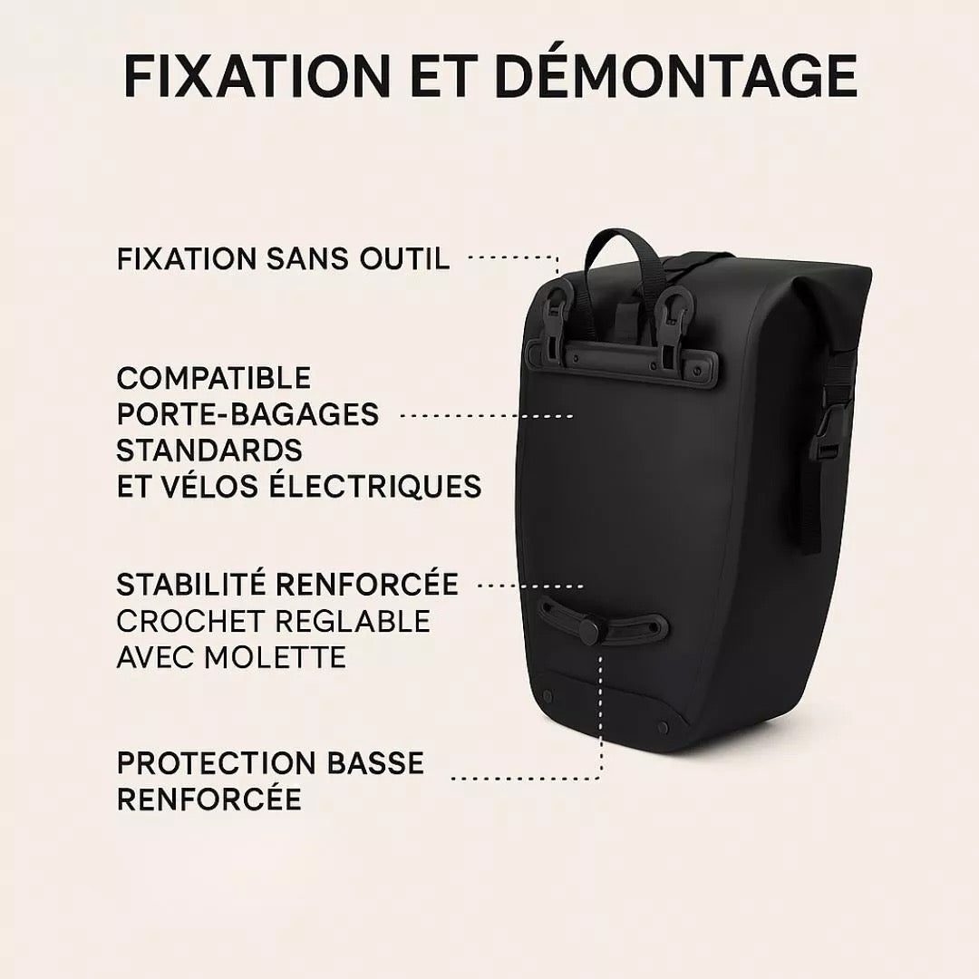 Hind 2-in-1-Gepäckträger-Fahrradtasche Orange 25/30L von Badawin