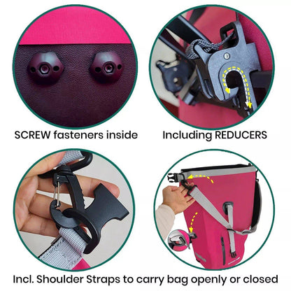 Wasserdichte Fahrradtasche für Gepäckträger – 100% wasserdicht – Pink – „Wegbereiter“ – Bomence - HOLE-X