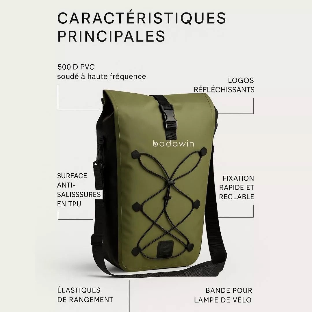 Hind 2-in-1-Gepäckträger-Fahrradtasche Grün 25/30L