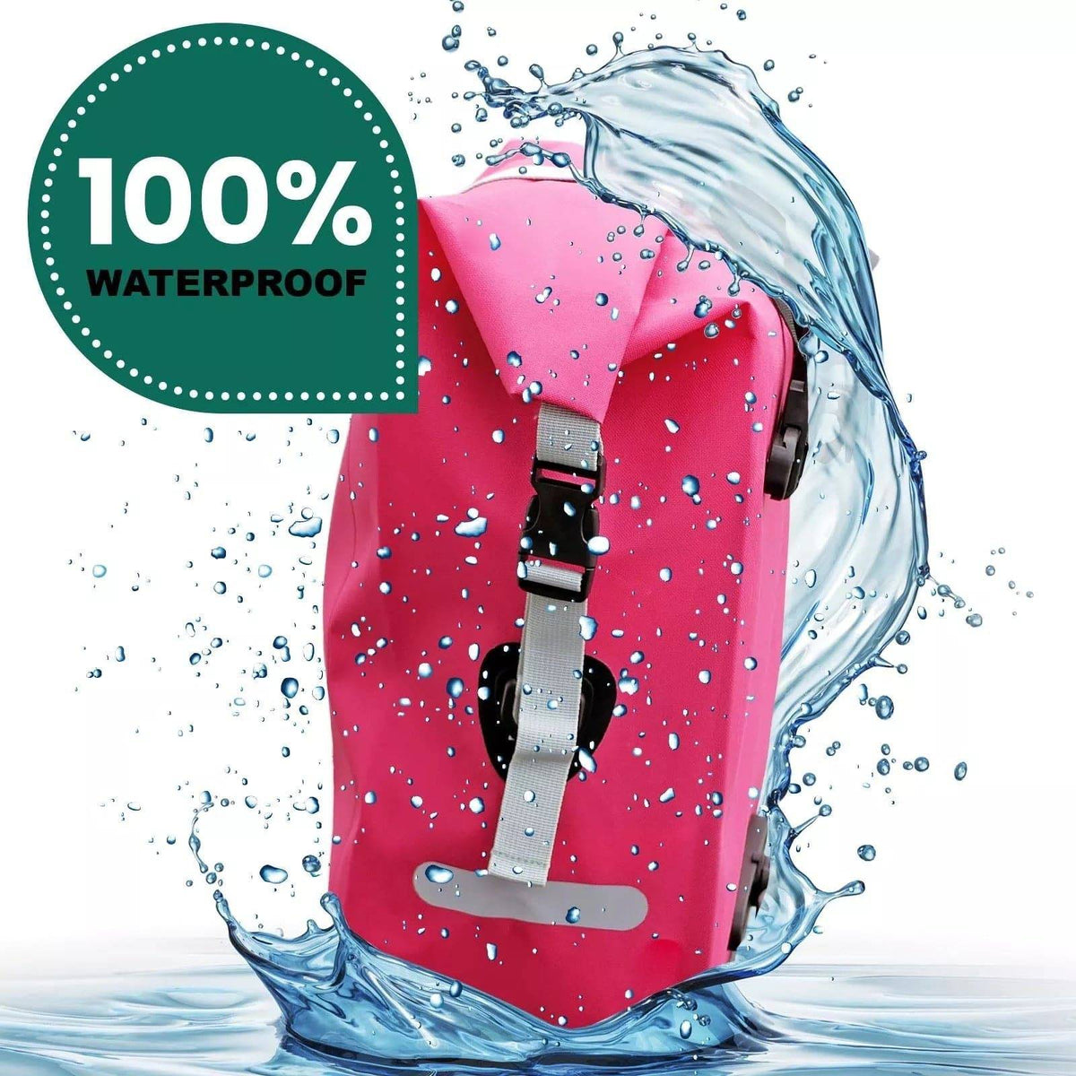 Wasserdichte Fahrradtasche für Gepäckträger – 100% wasserdicht – Pink – „Wegbereiter“ – Bomence - HOLE-X