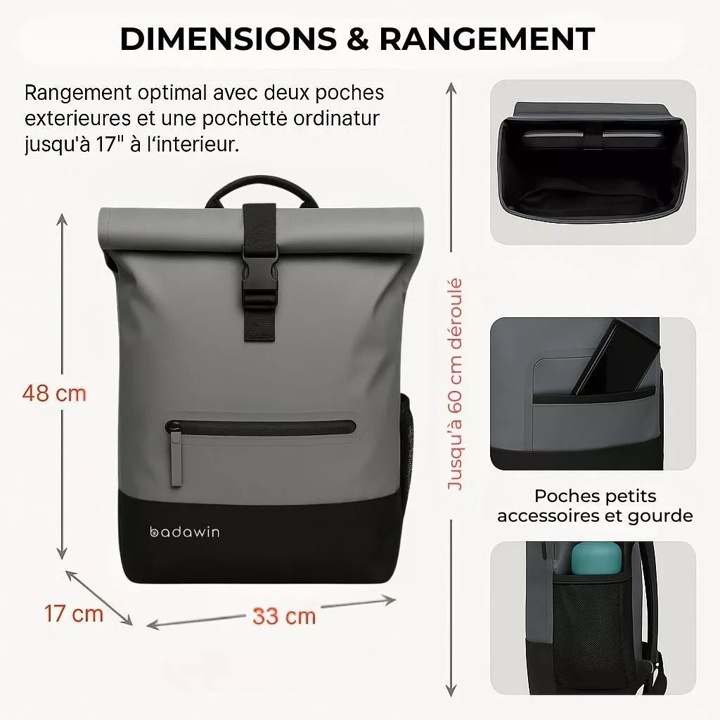 Anna 2-in-1-27L Grauer Fahrradrucksack