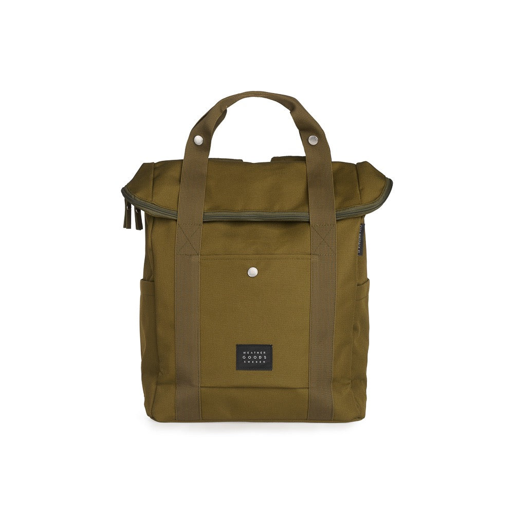 Weathergoods Sweden Fahrradtasche Rucksack CITY BIKEPACK XL OLIV - Frontansicht -HOLE-X