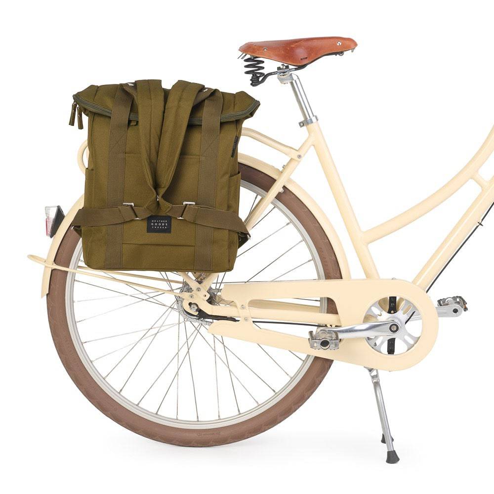Weathergoods Sweden Fahrradtasche Rucksack CITY BIKEPACK XL OLIV - HOLE-X