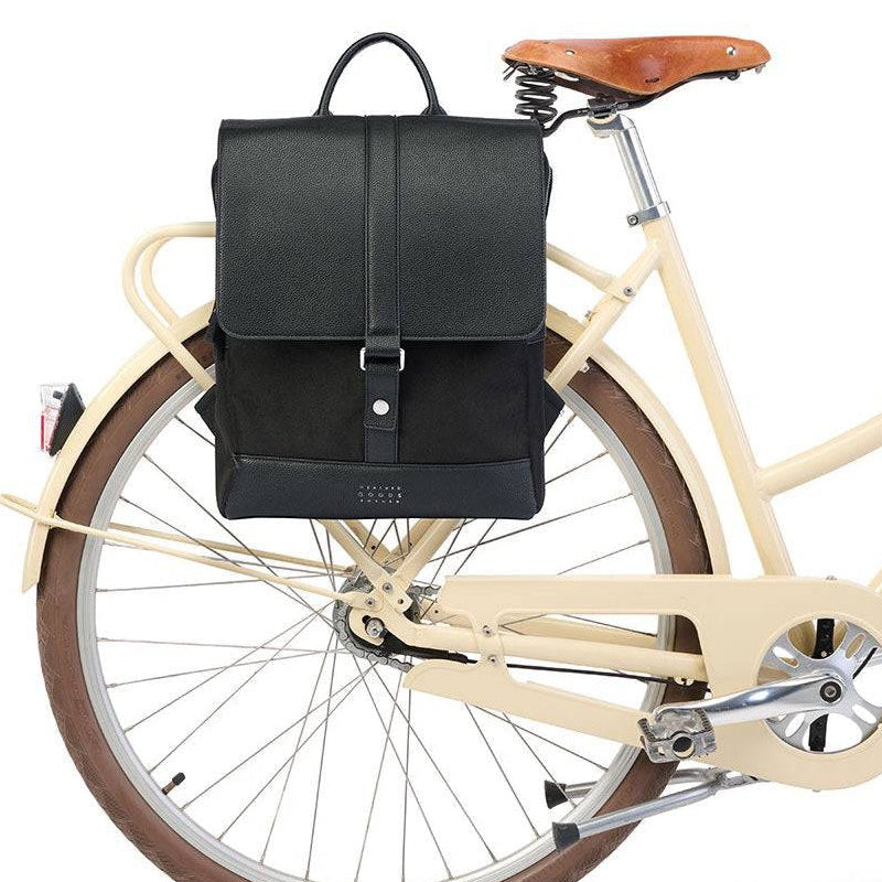 Weathergoods Sweden Fahrradtasche Rucksack Urban BIKE Pack Black mit Befestigungs-Set - HOLE-X
