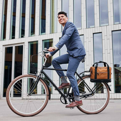 Weathergoods Sweden Fahrradtasche Aktentasche Urban BRIEFCASE Toffee mit Befestigungs-Set - on Tour ins Büro - HOLE-X