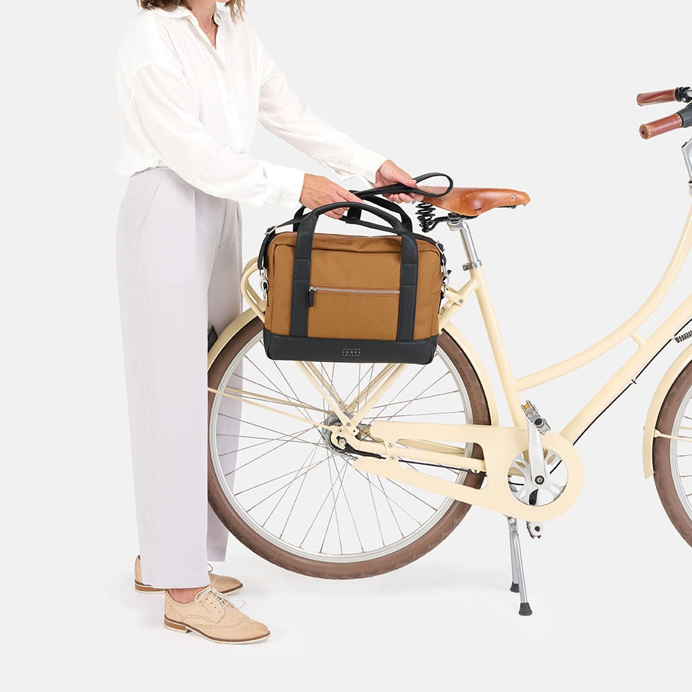 Weathergoods Sweden Fahrradtasche Aktentasche Urban BRIEFCASE Toffee mit Befestigungs-Set - HOLE-X