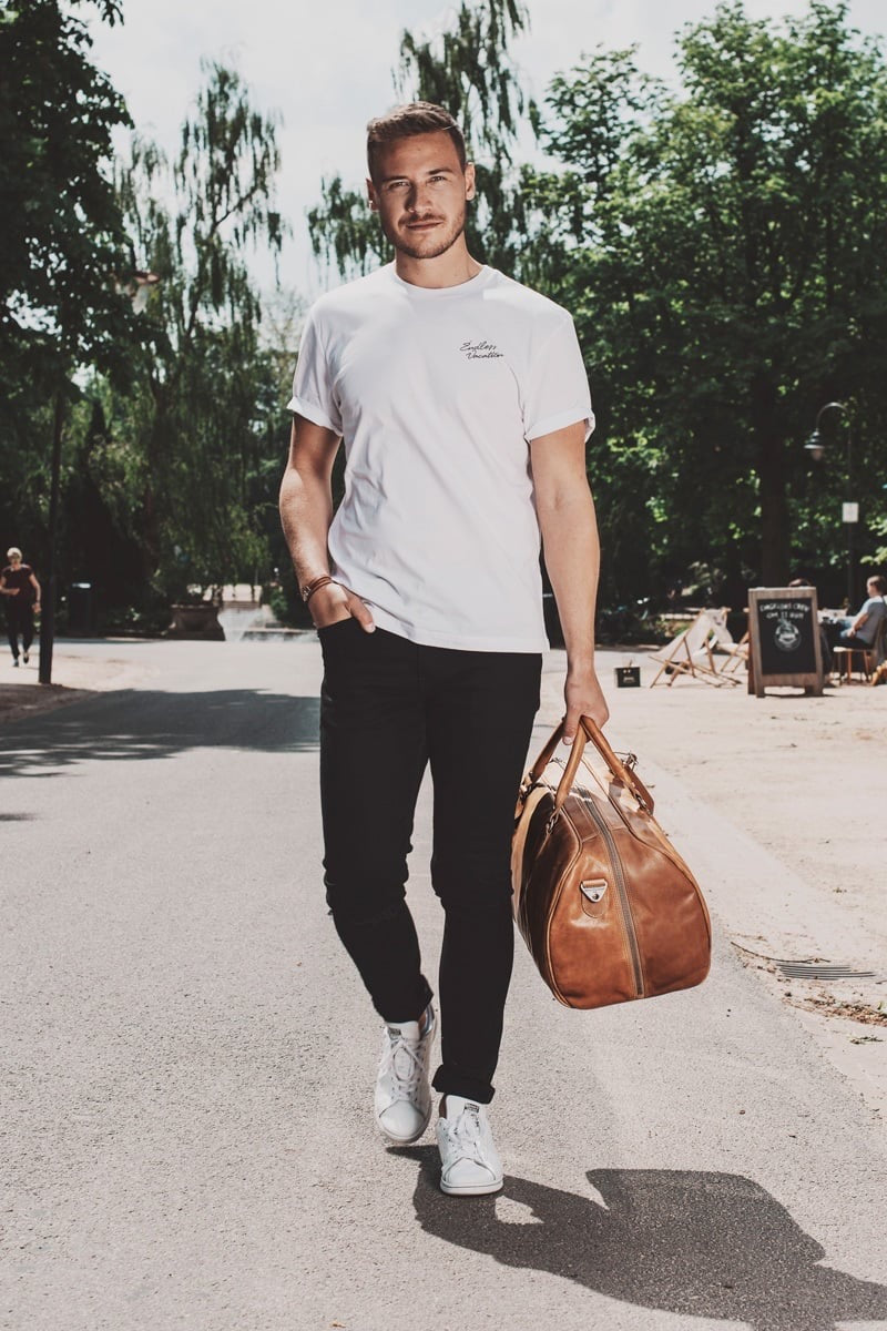 Ledertasche William im Einsatz als Sport- oder Wochenendtasche