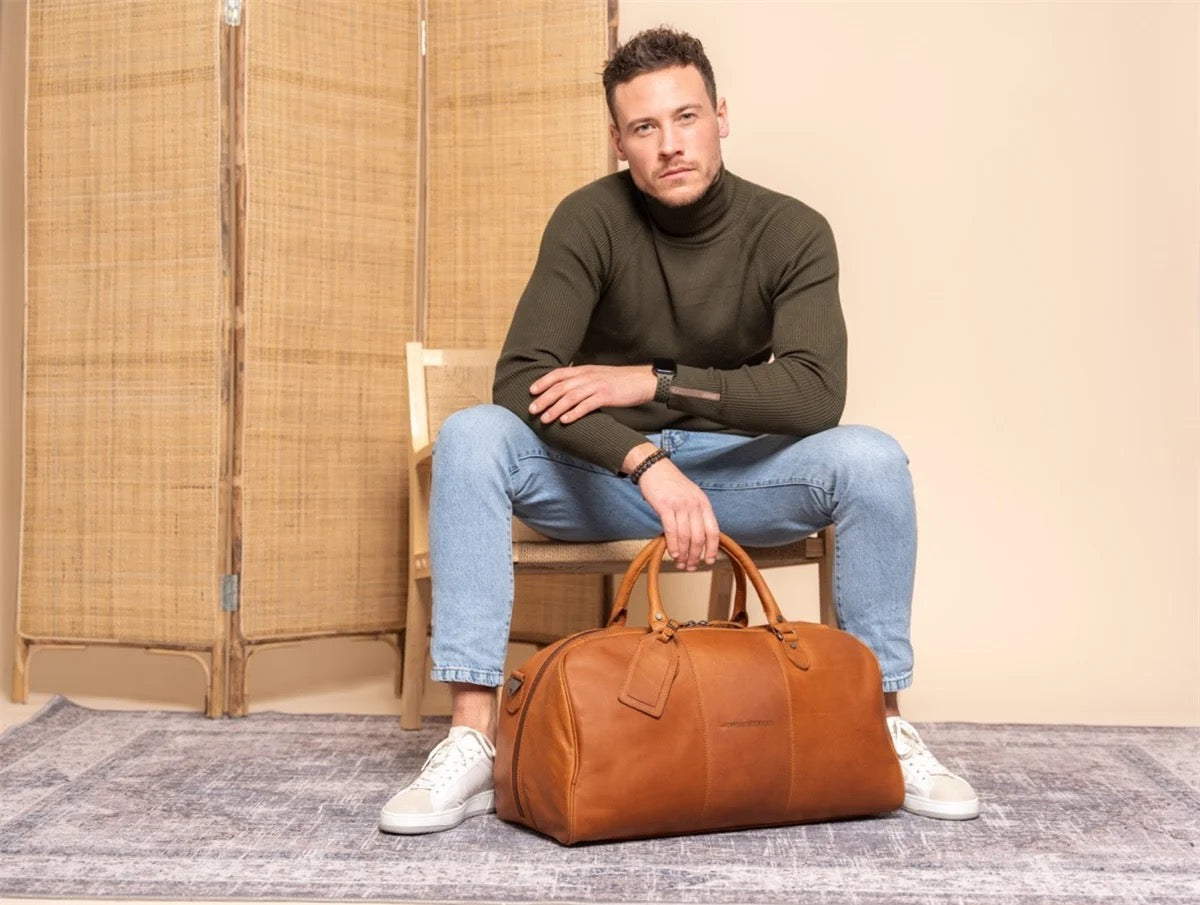 Ledertasche William im Einsatz als Sport- oder Wochenendtasche