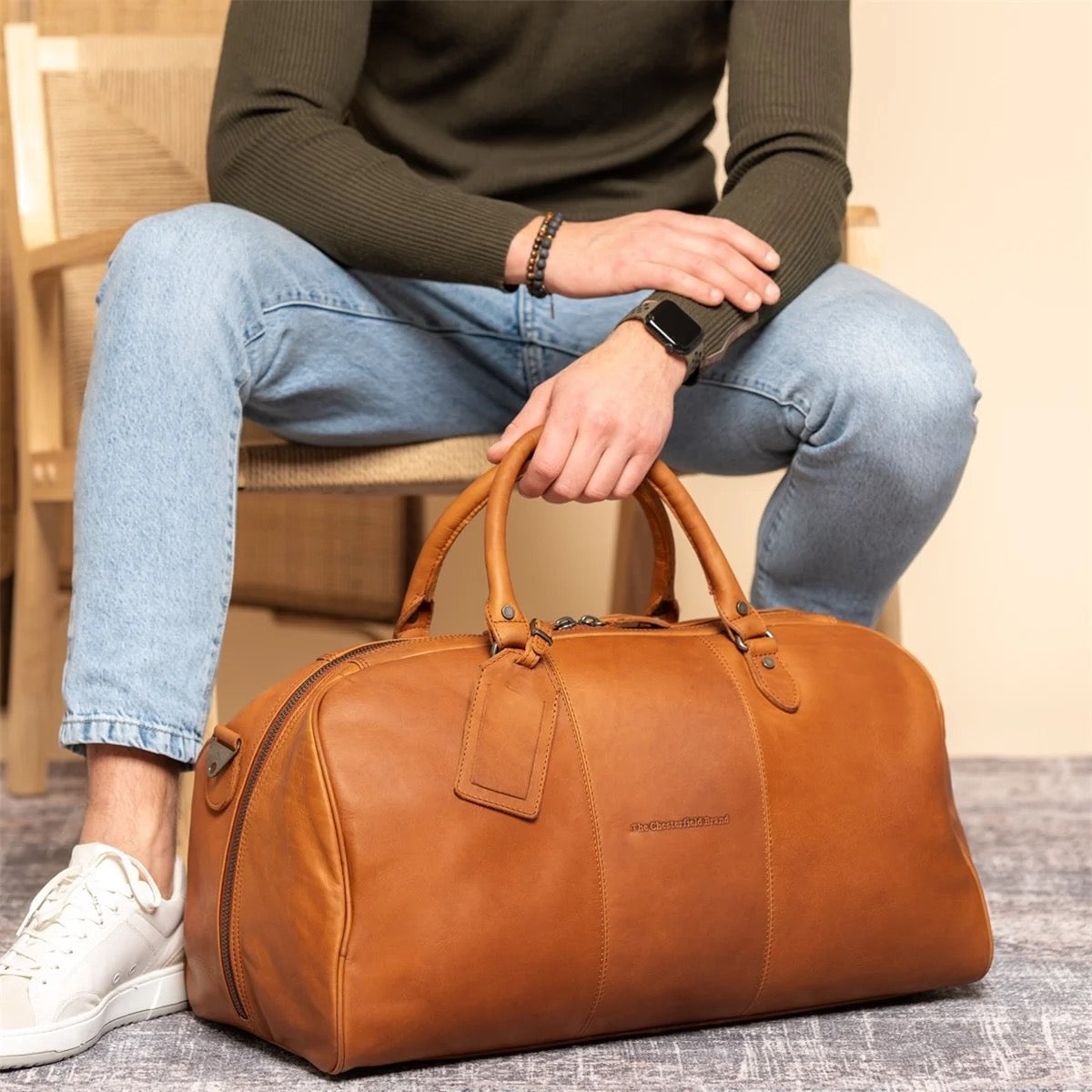 Ledertasche William im Einsatz als Sport- oder Wochenendtasche