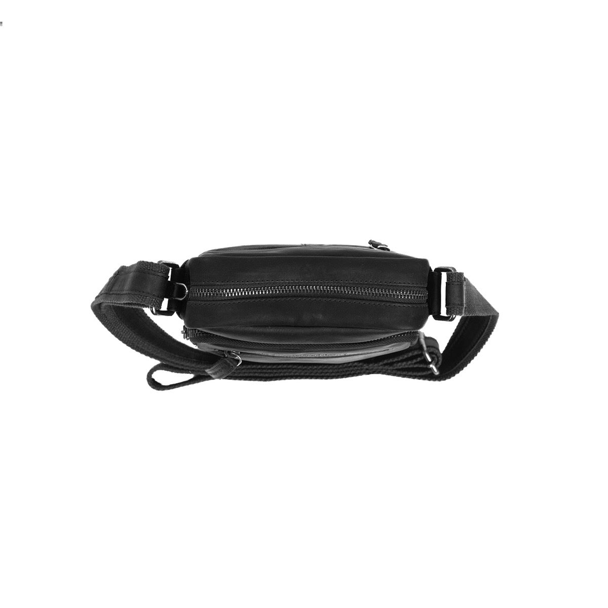 Leder Umhängetasche Schwarz Birmingham - geschlossene Tasche von oben