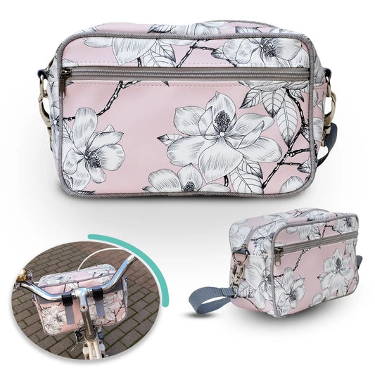 IKURI Lenkertasche Magnolia – wasserdichte Fahrradtasche für Lenker und Schulter, handgefertigt