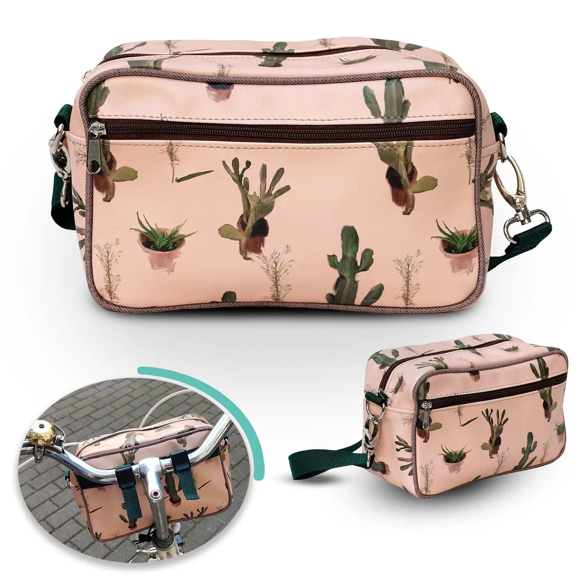 IKURI Lenkertasche Cactus – wasserdichte Fahrradtasche für Lenker und Schulter, handgefertigt